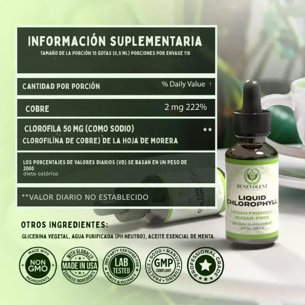 Clorofila Líquida Benevolent™ – Desintoxica, renueva y refresca